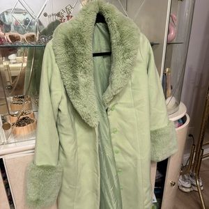 Faux fur trimmed coat